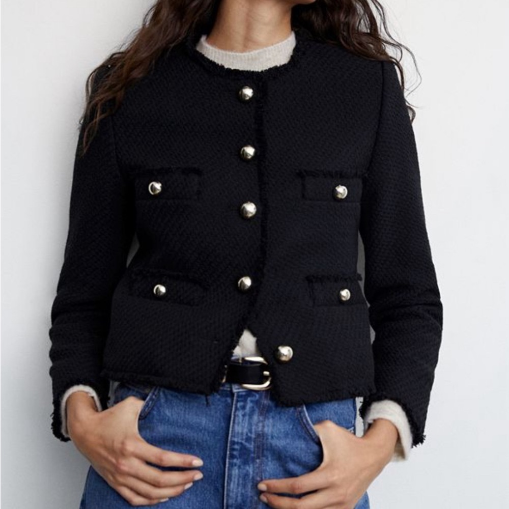 Mango pocket tweed jacket